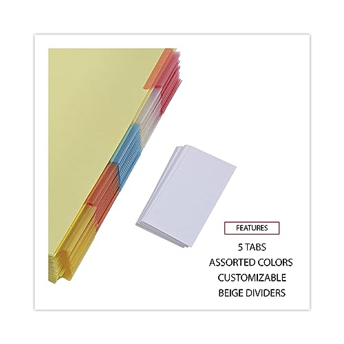 Universal 20860 índices de inserção estendida, cores sortidas, 5 abas, carta, polimento (caixa com 2