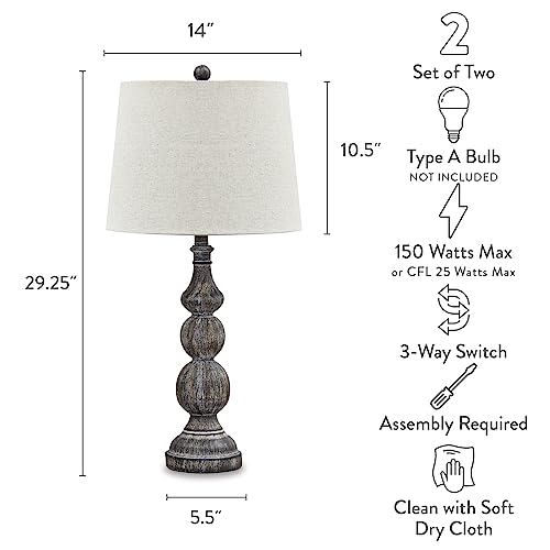 Signature Design By Ashley Mair Rustic Farmhouse Poly Table Lamp 2 Count, Gray #TOP4