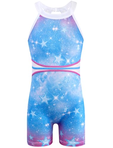 Image of HOZIY Leotards for Girls Gymnastics Kids Children Biketard Snowflake Ribbon Blue Purple Hot Pink Sparkle