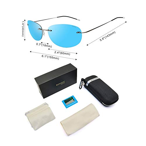 Image of RONSOU Ultralight Rimless Polarized Sunglasses for Men Women Vintage Titanium Frameless Colorful Fashion Shades