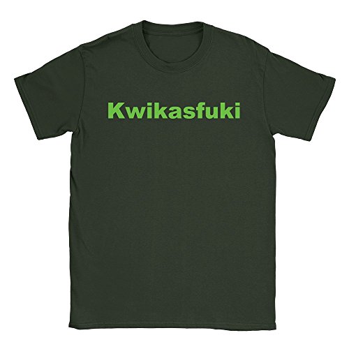 Kwikasfuki Mens T-Shirt X-Large Military Green Motorbike Rider Racing Funny Gift