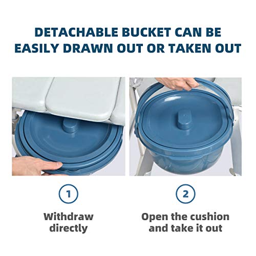 Giantex 3 In 1 Lightweight Shower Commode Wheelchair, Transport Bedside Commode With Wheels, Wheelchair Height And Pedal Adjustable, Shower Wheelchair For Elder, Disabled People (Turquoise & White) #TOP3