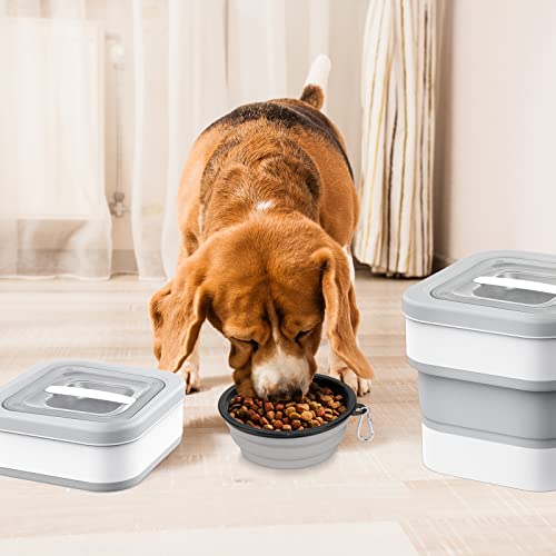 Hzdyopk Dog Food Storage Container, 10-13 Lb Foldable Airtight Pet Food Container With Magnetic Lid, Feeding Bowl And Measuring Cup For Pet Food,Grain,Coffee,Flour,Snacks,Nuts Storage #TOP4