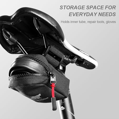 Image of WOLFILIST Compact Cycling Saddle Bag - Fits Under Bike Seat for easy storage - Road Bike & Bicycle Seat Bag - Tiny Durable & Water-resistant (Standard)