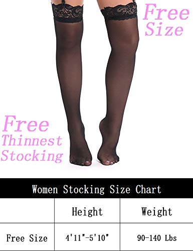 Adorelife Women's Floral Lace Sexy Black 4 Metal Clips Garter Belt Set (Free Stockings) #TOP5