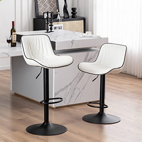YOUTASTE Modern White Bar Stool, 1 PC, Single Comfy Faux Leather Upholstered Counter Height Swivel Bar Chair with Metal Legs for Home, Kitchen Island by YOUTASTE - Used condition - Image 3