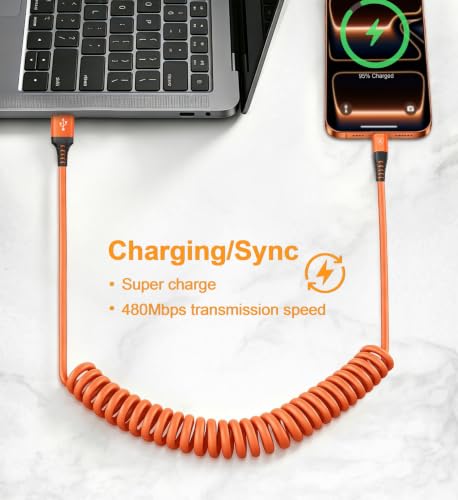 Image of Coiled USB A to USB C Cable for Car [3FT+6FT], USB to USB C Cable Fast