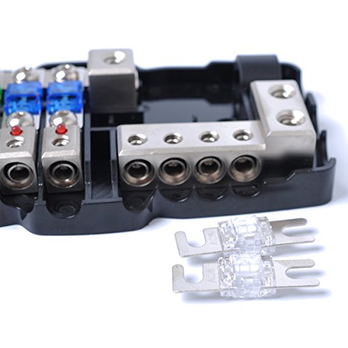 Multi-Functional Led Car Audio Stereo Anl Fuse Holder Distribution 0/4Ga 4 Way Fuses Box Block 30A 60A 80Amp #TOP3