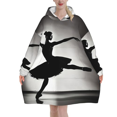 Couverture à capuche imprimée ballerine douceur et chaleur pour femme
