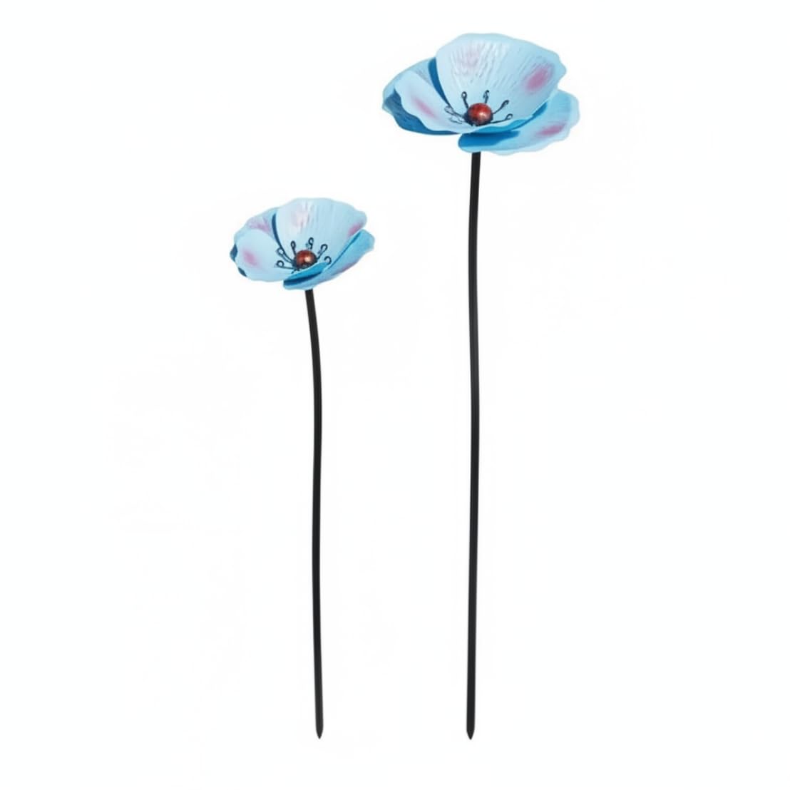 Vistnale metal flowers|Metal Flowers For Outside, 2 Pack Flower Garden Stakes, Outdoor For Outside, Sky Blue Garden Decor