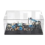 Acryl-Vitrine für Lego 60229 Raketenlade- und Transportzentrum-Modell, staubdichte, transparente Sammlungsvitrine (nur Displaybox) (schwarzer Sockel)