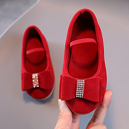 Girls Toddler/Little Kid/Big Kid Bowknot Single Sandals Non Slip Lightweight Shoes Fashion Spring (Red, 35 Big Kids)3