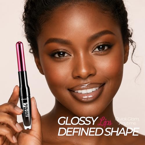 Image of LANGMANNI 2-in-1 Lip Liner & Gloss Duo,Shade 08 Espresso Brown
