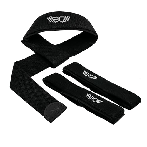 Image of WARM BODY COLD MIND Lasso Lifting Wrist Straps for Cross Training - Rated at 770 lb - Hand Wraps for Olympic Weightlifting, Powerlifting, Weight Lifting, Bodybuilding Strength Deadlift Gym Bar, Cotton
