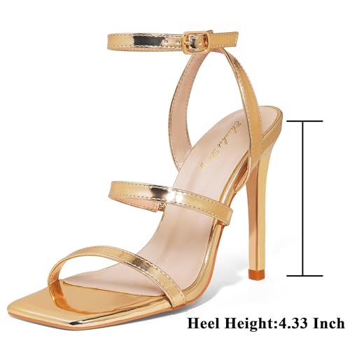Elisabet Tang Elegant Black High Heeled Sandals for Women – Adjustable Straps, Square Toe, Stiletto Pumps for Party, Evening, and Formal Occasions2