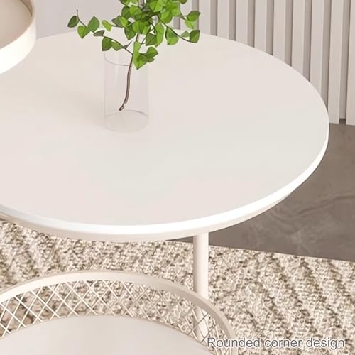 Table centrale ronde salon avec design de rangement à trois couches - 5