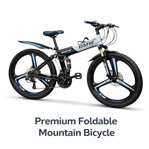 Image of X6 Series 21-Speed Gear Cycle for Men | Foldable 26-Inch Bicycle with 3-Spoke Alloy MacWheels, Dual Disc Brakes & Dual Suspension|Off-Road & City Riding Bike (Black)