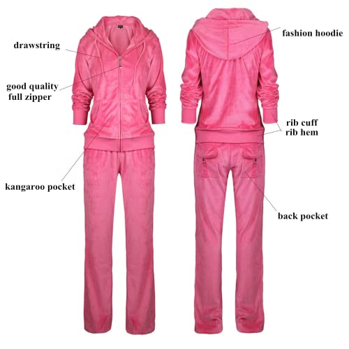 Image of Velour Tracksuit Womens 2 Pieces Joggers Outfits Jogging Sweatsuits Set Soft Sports Sweat Suits Pants