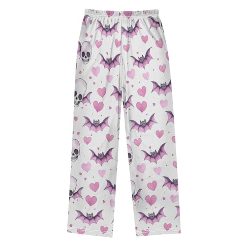 Halloween Pajama Pants Skull Bats Love Heart Long Sleep Pants Lounge Bottoms2