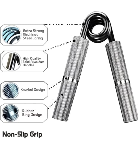Image of 150 lbs Heavy Duty Metal Hand Gripper | Forearm, Wrist & Finger Strength Trainer | Essential Fitness Grip for Strength Exercise | Silver