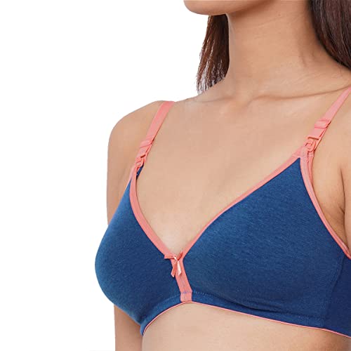 Image of Inner Sense Organic Cotton Bamboo Nursing Bra for Women I High Coverage Feeding Bra with Lace Detailing on Neckline I Non Padded Maternity Wear with Wirefree Design