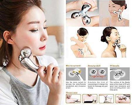 HEXAHOME 3D Manual Powered Face Body Roller Massager, 3D Roller Face Massager Y-Shape Face Lift Tool Firming Beauty Massage Body Face Massager - Silver -pack of -1 5 41sMLUwNUrL