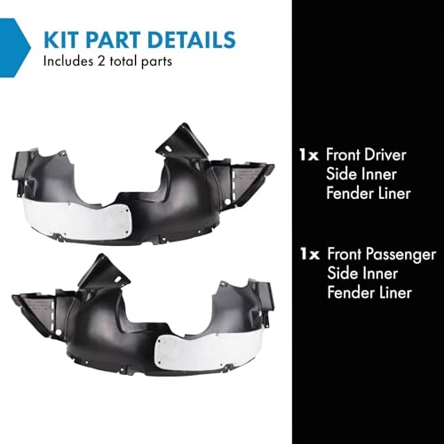 TRQ Front Inner Fender Liner Set Compatible with 2015-2016 Chevrolet Trax GM1248286 GM1249286 — view 2