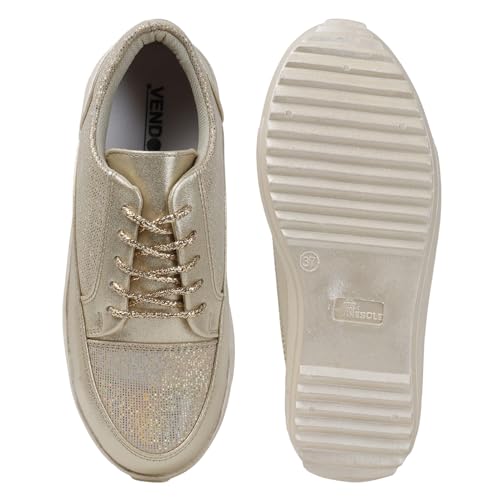 Image of Vendoz Women Casual Wedding I Glittery Embellished Sneakers I Comfortable and Stylish I Lightweight Stylish Shoes for Girls CNV4044