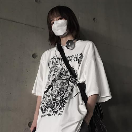 Men Women Y2K Goth Shirt Emo Alt Cross Graphic Tee Grunge Dark Academia T-Shirt Oversized Baggy Tops Clothes2