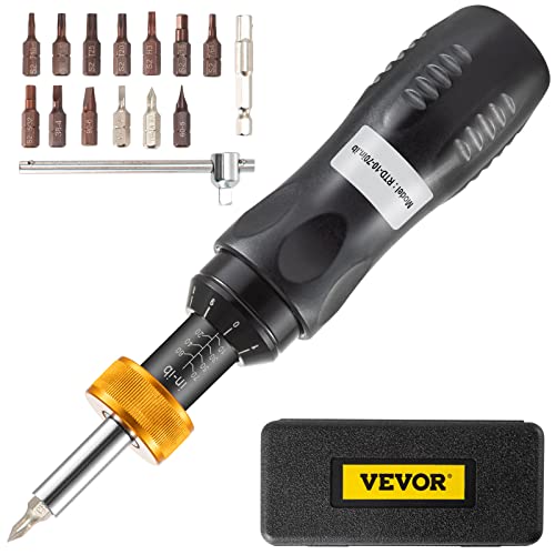 VEVOR Torque Screwdriver, 1/4" Drive Screwdriver Torque Wrench, Torque Screwdriver Electrician 10-70 in/lbs Torque Range Accurate to Â±5%, Adjustable inch Pound Torque Screwdriver with Bits & Case