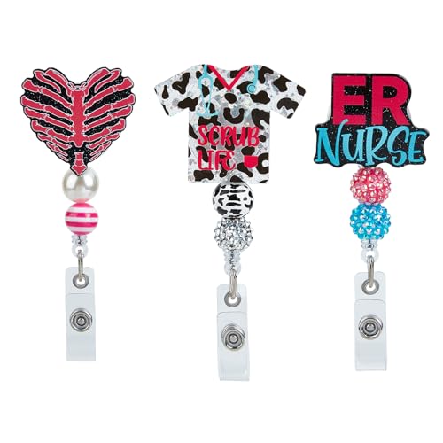 NICENEEDED 3 Pcs Nurse Badge Reel Clips Holder, Retractable Badge Reels
