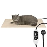 NICREW Haustier Heizkissen für Katze Hund 40x70cm, Temperatur& Timing Einstellbar Elektrisches Heizkissen mit Anti-Bite-Schlauchwickel Kabel,