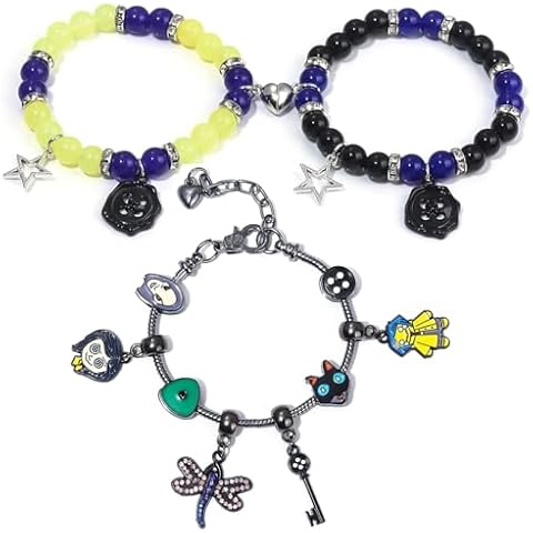 SONGCHANGJEWELRY Wybie with Coraline Matching Bracelets for Couple Best Friend - Buttons Charms, Horror Movie Cosplay Costume Accessories - Birthday Memorial Day Gifts for Women Men Fans Cover