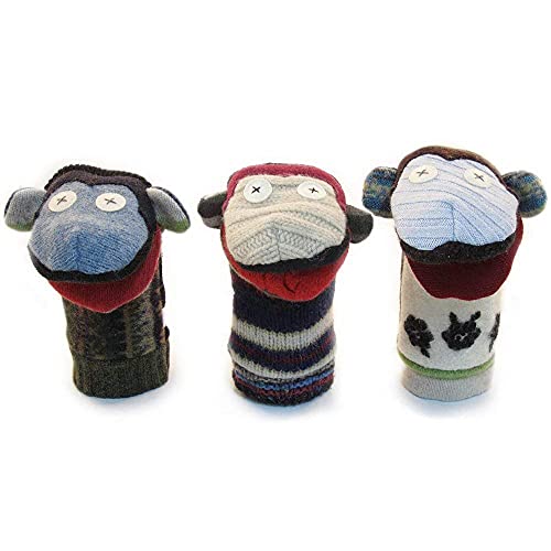 Image of Cate and Levi 12 inch Handmade Monkey Hand Puppet (Premium Reclaimed Wool), Colors Will Vary