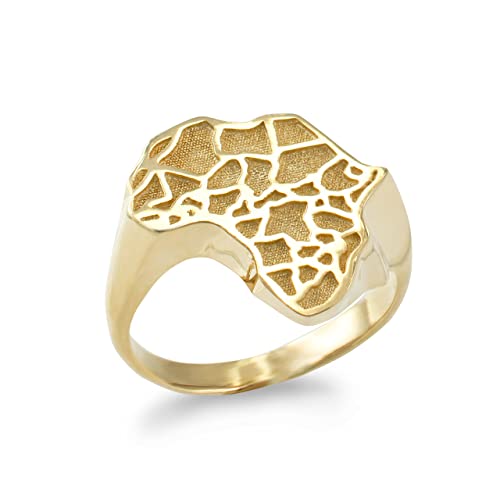 LA BLINGZ 10K Yellow Gold African Continent Ring (8.25)