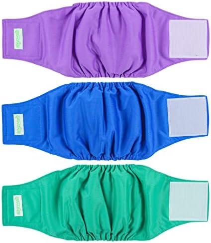 wegreeco Washable Dog Diapers - Washable Male Dog Belly Wrap- Pack of 3 - (Blue,Green,Purple,XX-Large)