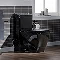 WOODBRIDGE Modern Square Design One Piece Dual Flush 1.28 GP Toilet, Chair Heightwith Soft Closing Seat, B0921, Black