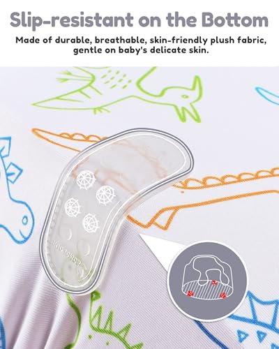 Image of BOMOLOUR Seat Cover Compatible with Bumbo and Nuby Seat, Removable Breathable Baby Floor Seat Cover for Boys and Girls, Seat Not Included (Gray Dinosaur)