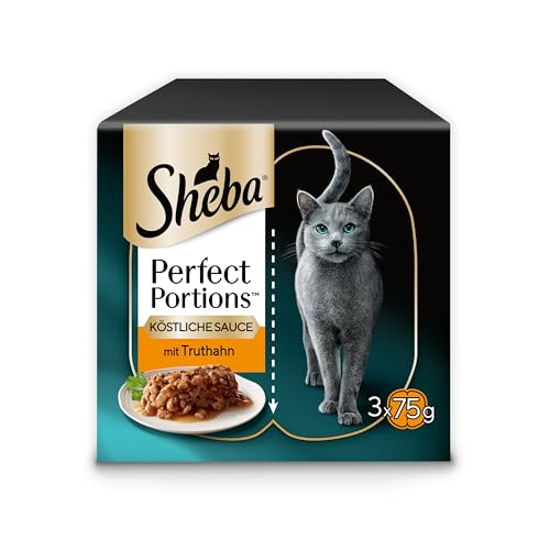 SHEBA Perfect PORTIONS Sauce für Katzen mit Truthahn 8 x 3 x (2 x 375g)