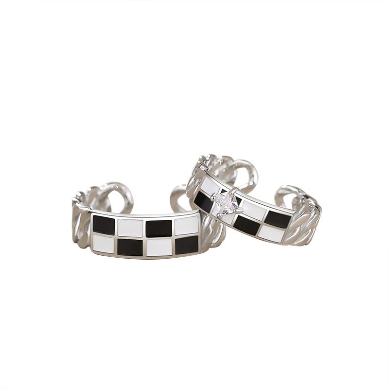 Alliances Argent 925 couple ne ternit pas damier zèbre