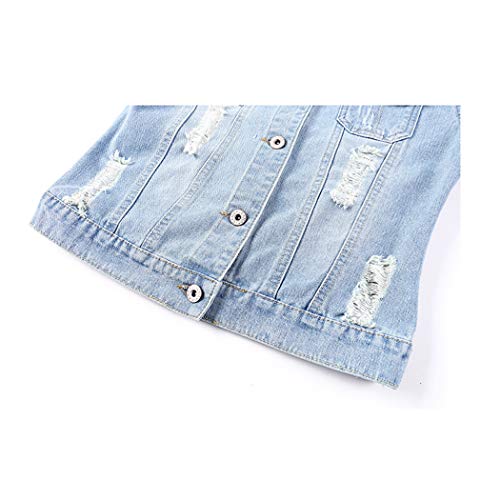 Hixiaohe Women Autumn 3/4 Sleeve Retro Short Denim Jackets Light Blue Jean Coats (03 Light Blue, Xl) #TOP3
