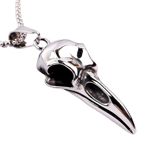 Collier de Corbeau en Argent 925 pendentif punk rock pour homme et femme