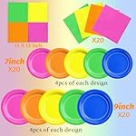 CMUSKO Glow in the Dark Party Supplies - 60Pcs Neon Party Plates & Napkins Set 80s Neon Let's Glow Themed Tableware for Birthday - Image 4