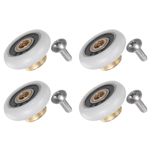 Kvartsman Duschdörrshjul 20 mm diameter reservdel för badrumsdörr av glas, skjutdörrshjul för duschdörr (1 set, 4 stycken)