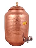 Shiv Shakti Arts® 100% Pure Copper Pot 8 LTR Copper Matka Hammered Water Dispenser Drinking Copper Container - Leak Proof