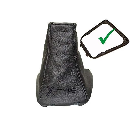 Para palanca de cambios con marco de plástico negro "X-Type de cuero negro bordado