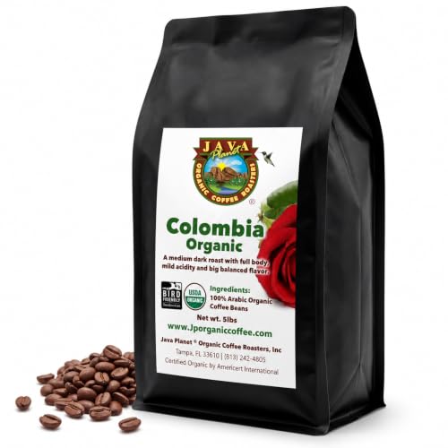 Java Planet Low Acid Organic Colombian Whole Bean Coffee 80oz