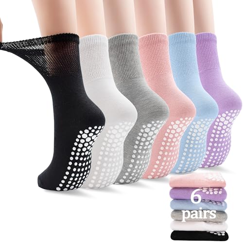 ELUTONG Pilates Grip Socks for Women Non Slip Yoga Grippy Socks Woman for Pure Barre Ballet Dance Hospital 6 Pack