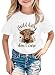 Girls Western Cow T-Shirts - Cute Cowgirl Shirts Funny Graphic Wild Flower Outfit Short Sleeve Tops Summer Tee (White,110,1559b)