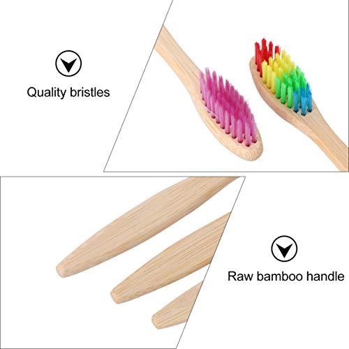 SOLUSTRE Escovas de dentes de bambu (pacote com 10) Escova de dentes para adultos de cerdas macias |